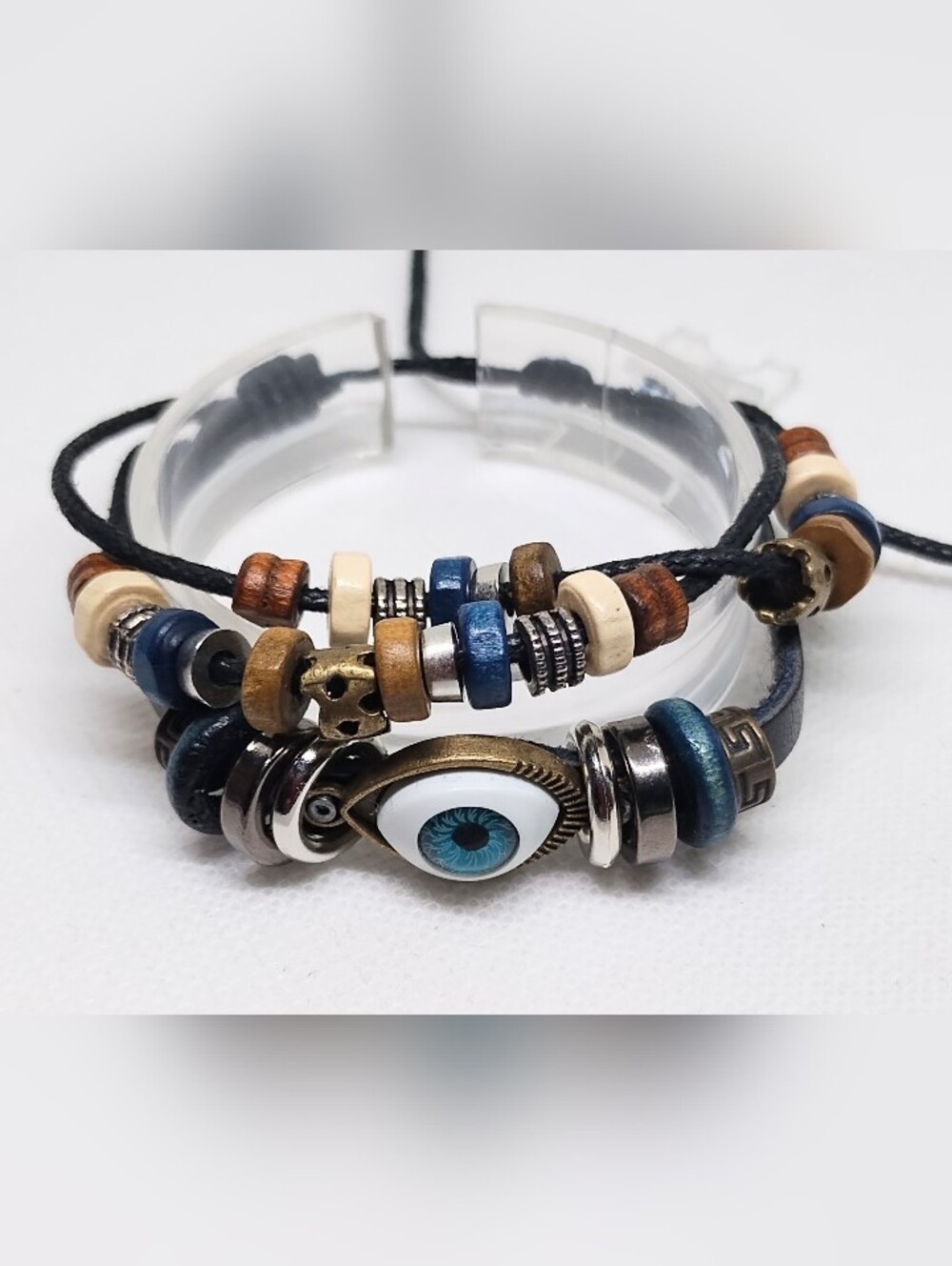 Men's Bracelet Leather Braided Layered‎ Evil Eye Beaded Jewelry New G15